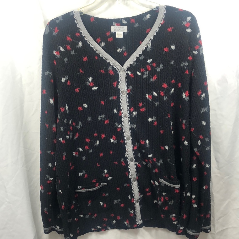 Celestial Dreams Floral Lace-Trim Sleep Cardigan